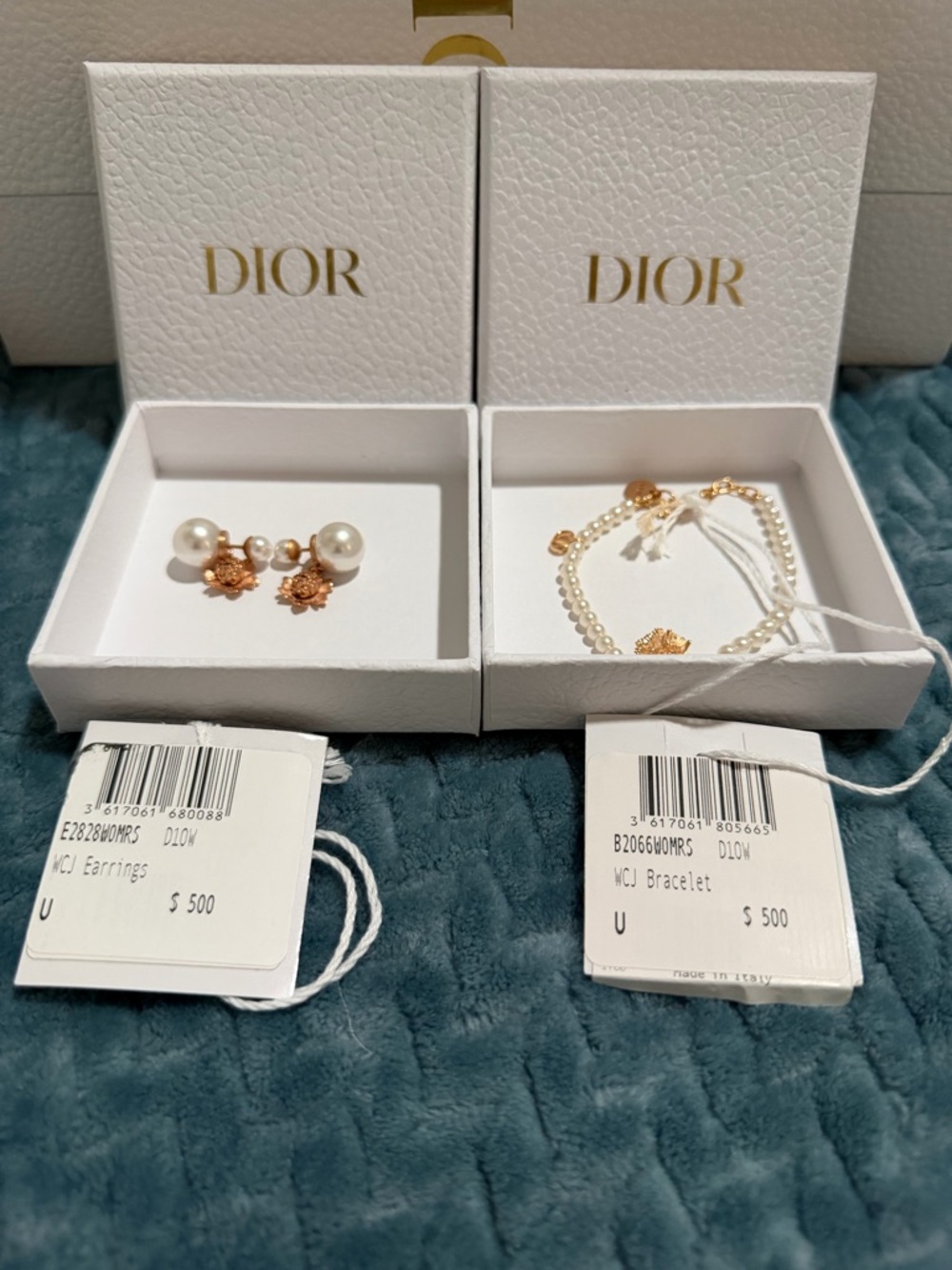 Dior Pearl Earrings and Bracelet Set